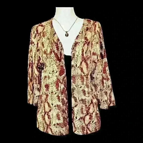 FIRST ISSUE/Liz Claiborne Co, Womans SNAKESKIN Print Cardigan LIGHTWEIGHT XL - Picture 6 of 8